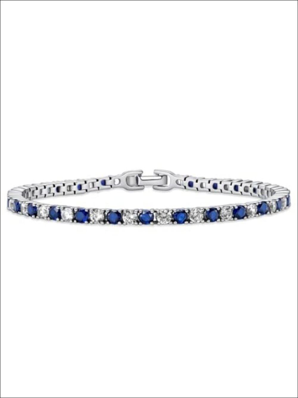 CZ Tennis Bracelet Rhodium Plated Hypoallergenic 6.5 Inch